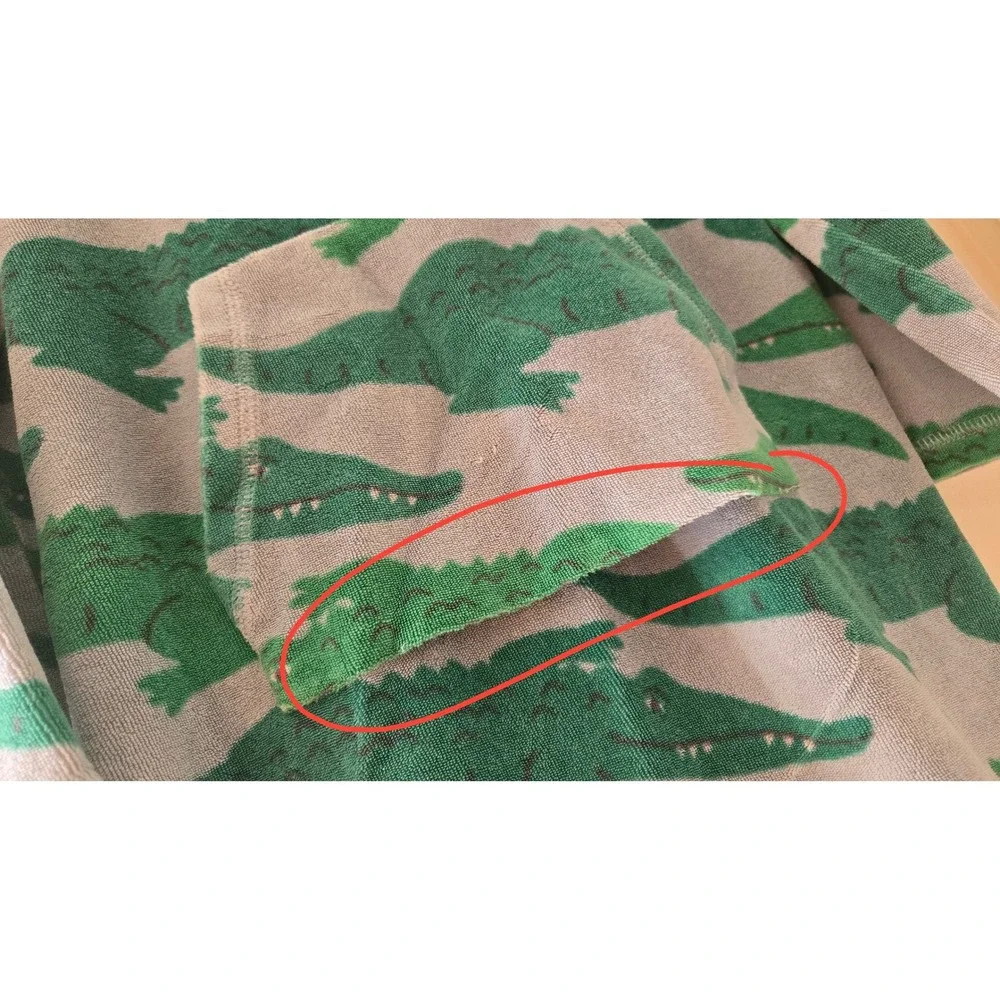 Mini Boden Kids Grey Green Crocodile Terry Cloth Hooded Beach Cover Up 8-9Y